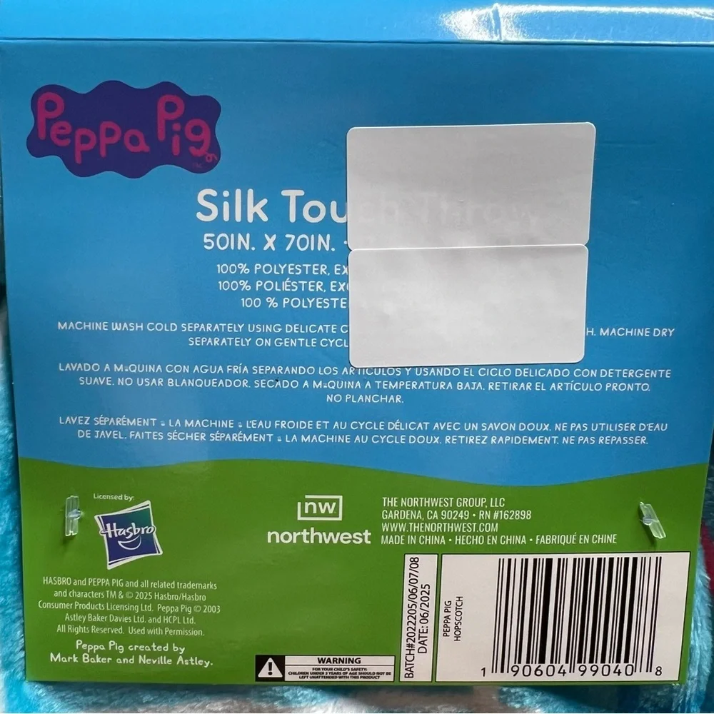 Peppa Pig Hasbro Silk Touch Throw 50 inch x 70 inch in Blue